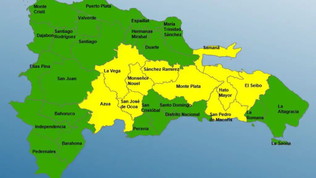 COE coloca 10 provincias en alerta amarilla y 22 en verde por efectos indirectos de Franklin