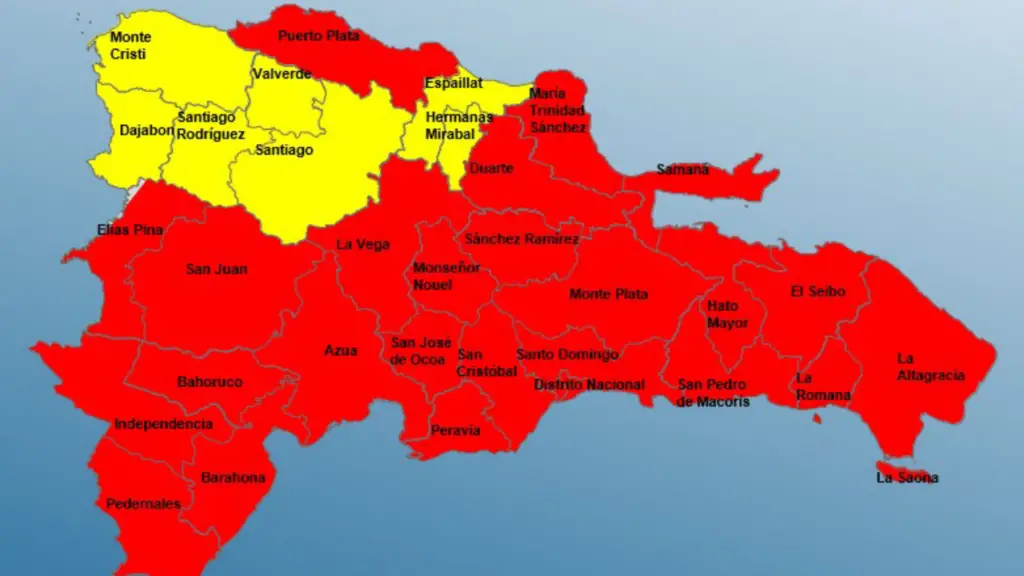 COE mantiene alerta roja en 25 provincias y 7 en amarilla